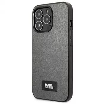 Karl Lagerfeld KLHCP13LSFMP2DG Coque rigide Saffiano Plaque pour iPhone 13 Pro / 13 6,1 pouces - argent