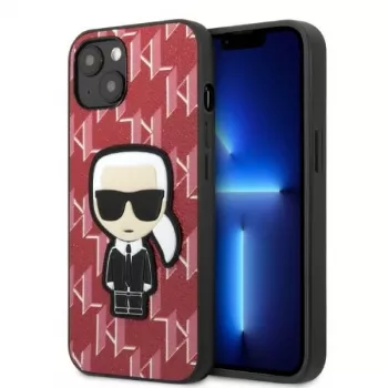 Karl Lagerfeld KLHCP13MPMNIKPI Coque rigide pour iPhone 13 / 14 6,1 pouces rouge Monogram Ikonik Patch