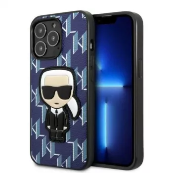Karl Lagerfeld KLHCP13XPMNIKBL Coque rigide pour iPhone 13 Pro Max 6,7 pouces bleue Monogram Ikonik Patch