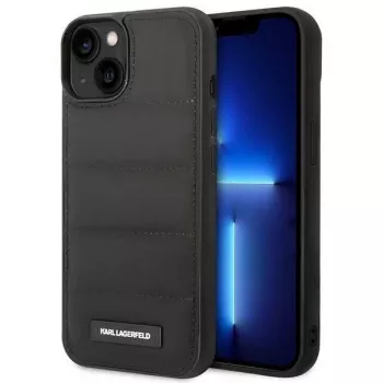 Coque rigide Puffy Elongated Logo Karl Lagerfeld KLHCP14SPSQAK pour Apple iPhone 13/14/15 6,1 pouces - Noir