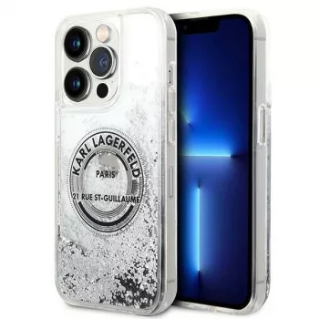 Coque rigide Liquid Glitter RSG Karl Lagerfeld pour iPhone 14 Pro 6,1 pouces Argent