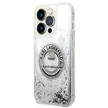 Coque rigide Liquid Glitter RSG Karl Lagerfeld pour iPhone 14 Pro 6,1 pouces Argent