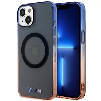 Coque rigide BMW pour iPhone 13/14/15 Gris Gradient Bumper MagSafe