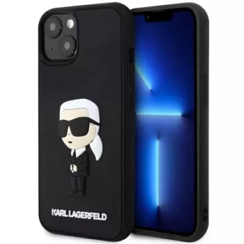 Coque rigide Rubber Ikonik 3D Karl Lagerfeld KLHCP14M3DRKINK pour iPhone 14 Plus / 15 Plus 6,7 Noir