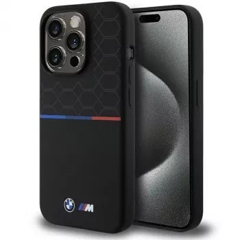 Coque rigide silicone à motif MagSafe BMW M pour Apple iPhone 15 Pro 6,1 pouces - Noir