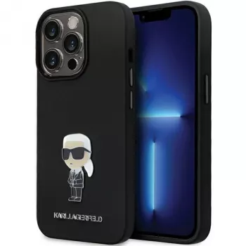 Karl Lagerfeld KLHCP14XSMHKNPK coque silicone Ikonik pin métal pour Apple iPhone 14 Pro Max 6,7 noir