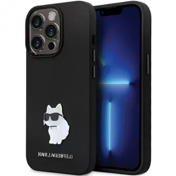 Karl Lagerfeld KLHCP14LSMHCNPK coque rigide silicone C pin métal pour iPhone 14 Pro 6,1 inch - noir