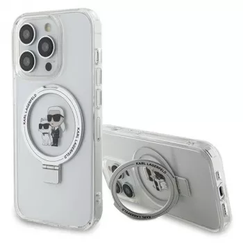 Karl Lagerfeld KLHMP13LHMRSKCH coque rigide avec anneau MagSafe Karl & Choupette pour iPhone 13 Pro / 13 6,1 inch blanche