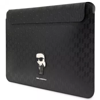 Karl Lagerfeld Housse KLCS16SAKHPKK 16 pouces Noir Saffiano Monogram Ikonik pour ordinateur portable