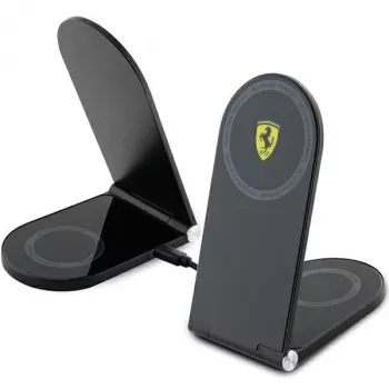 Ferrari Chargeur sans fil pliable 2-en-1 FECBFMALK 15W Noir Logo imprimé MagSafe