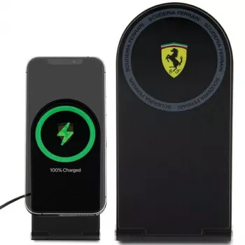 Ferrari Chargeur sans fil pliable 2-en-1 FECBFMALK 15W Noir Logo imprimé MagSafe