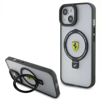 Ferrari FEHMP15MUSCAH Coque rigide transparente avec anneau pour iPhone 15 Plus / 14 Plus 6,7 pouces, MagSafe, Collection 2023