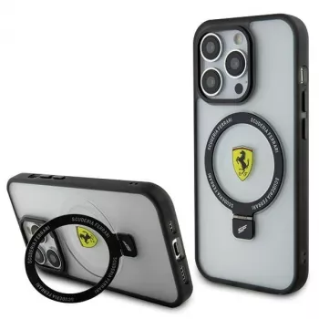 Ferrari FEHMP15LUSCAH Coque rigide transparente avec anneau pour iPhone 15 Pro 6,1 pouces, compatible MagSafe, Collection 2023