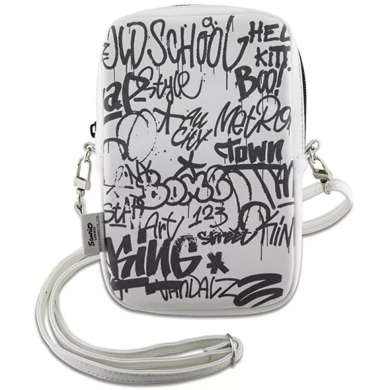 Hello Kitty Sac à épaule Graffiti Kitty Head Blanc