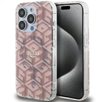 Guess GUHMP15XHGCUSTGP iPhone 15 Pro Max 6.7 inch Pink Hardcase IML GCube MagSafe