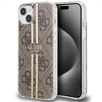 Guess GUHCP15MH4PSEGW coque rigide IML 4G Gold Stripe pour iPhone 15 Plus / 14 Plus 6,7
