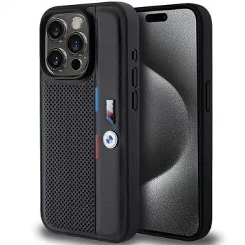BMW coque rigide Perforated Tricolor Line pour Apple iPhone 15 Pro 6,1