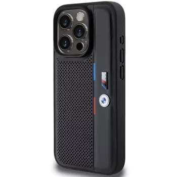 BMW coque rigide Perforated Tricolor Line pour Apple iPhone 15 Pro 6,1