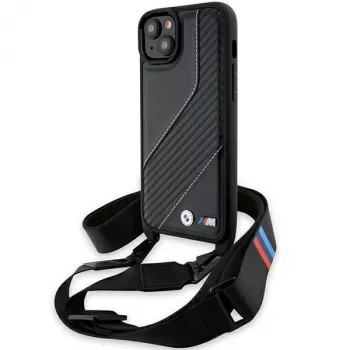 BMW M Edition coque rigide Carbon Stripe & Strap pour iPhone 15 Plus / 14 Plus 6,7