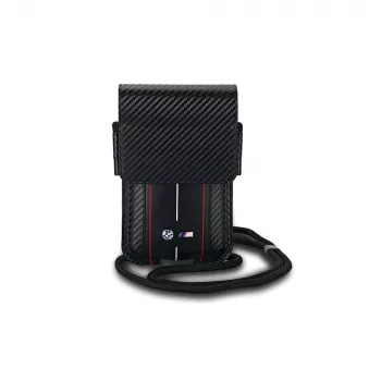 Sac portefeuille BMW pour iPhone 15 Pro Max - noir carbone rayures rouges