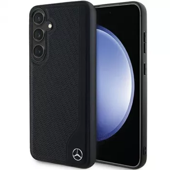 Coque rigide Mercedes-Benz MEHMS24S23RBGVK S24 S921 en cuir Debossed Line MagSafe pour Samsung Galaxy S24 noire