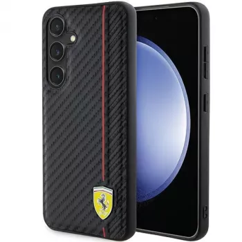 Coque rigide Ferrari FEHCS24SN3DUR S24 S921 noire Carbon Printed Line pour Samsung Galaxy S24