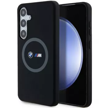 Coque rigide BMW M Collection en silicone avec anneau de maintien MagSafe pour Samsung Galaxy S24+ (SM-S926) - Noire