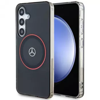 Coque rigide Mercedes-Benz S24 double couche avec MagSafe rouge pour Samsung Galaxy S24 - noire