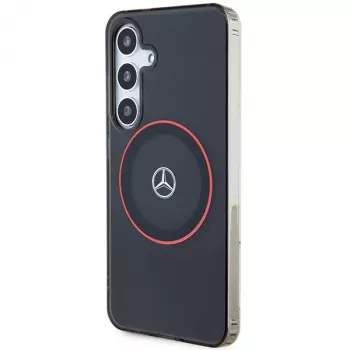 Coque rigide Mercedes-Benz S24 double couche avec MagSafe rouge pour Samsung Galaxy S24 - noire