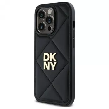 DKNY DKHCP14LPQDSLK Coque arrière Quilted Stack Logo pour Apple iPhone 14 Pro 6,1 inch Noir