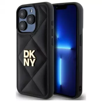 DKNY DKHCP15XPQDSLK Coque arrière Quilted Stack Logo pour Apple iPhone 15 Pro Max 6,7 inch Noir