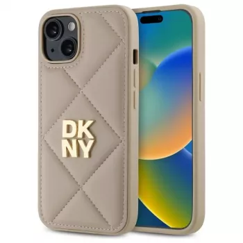 DKNY DKHCP14SPQDSLE Coque Quilted Stack Logo pour Apple iPhone 14 6,1 inch Beige