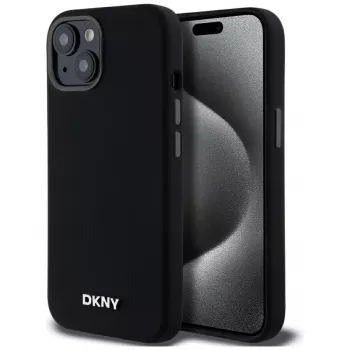 DKNY DKHMP14SSMCHLK Coque rigide en silicone liquide MagSafe noire pour iPhone 13/14/15 6,1 pouces