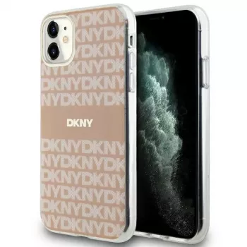 DKNY DKHMN61HRHSEP Coque rigide rose Mono & Stripe MagSafe pour iPhone 11 / XR 6,1 pouces