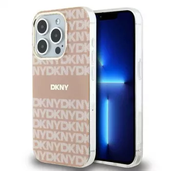 DKNY DKHMP13LHRHSEP Coque rigide IML Mono & Stripe MagSafe rose pour iPhone 13 Pro / 13