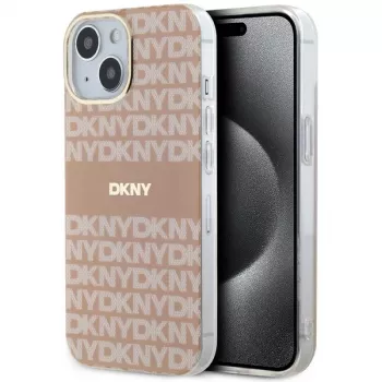 DKNY DKHMP15SHRHSEP Coque rigide IML Mono & Stripe MagSafe rose pour iPhone 15/14/13 6,1 pouces