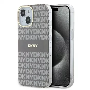 DKNY DKHMP15SHRHSEE Coque rigide beige IML Mono & Stripe MagSafe pour Apple iPhone 15 / 14 / 13 6,1 pouces