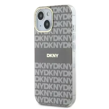 DKNY DKHMP15SHRHSEE Coque rigide beige IML Mono & Stripe MagSafe pour Apple iPhone 15 / 14 / 13 6,1 pouces