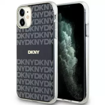 DKNY DKHMN61HRHSEK Coque rigide noire IML Mono & Stripe MagSafe pour Apple iPhone 11 / iPhone XR 6,1 pouces