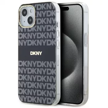 DKNY DKHMP14SHRHSEK Coque rigide IML Mono & Stripe noire MagSafe pour iPhone 14/15/13 6,1 pouces