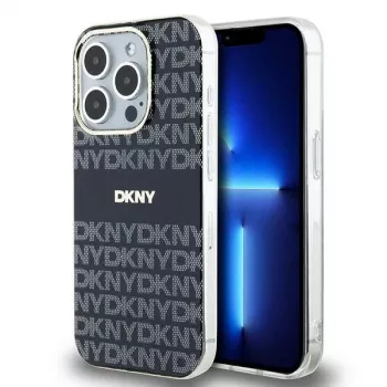 DKNY DKHMP14XHRHSEK Coque rigide IML Mono & Stripe MagSafe noire pour iPhone 14 Pro Max 6,7 pouces