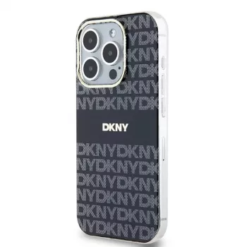 DKNY DKHMP15LHRHSEK Coque rigide noire Mono & Stripe MagSafe pour Apple iPhone 15 Pro 6,1 pouces