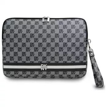Housse DKNY DKCS14PVSHLK 14 inch noire, motif à carreaux et rayures imprimées