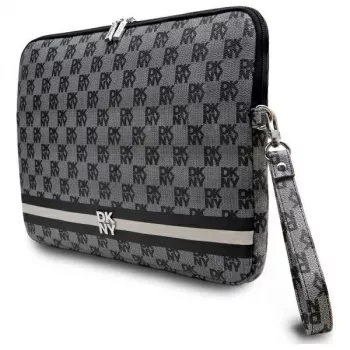 Housse DKNY DKCS14PVSHLK 14 inch noire, motif à carreaux et rayures imprimées