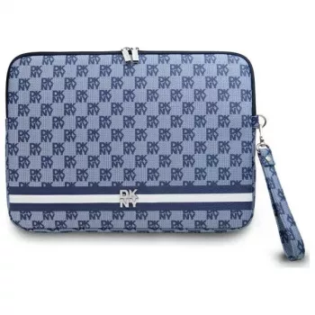 Housse pour ordinateur portable DKNY DKCS14PVSHLB 14 inch bleue, motif à carreaux et rayures imprimées