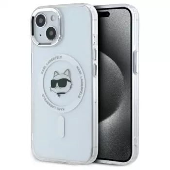 Coque rigide Karl Lagerfeld KLHMP15MHLSCHH pour Apple iPhone 15 Plus 6,7 inch blanche IML Metal Choupette Head MagSafe
