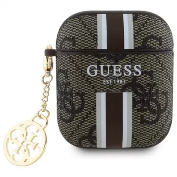 Guess GUA2P4RPSW Coque AirPods 1/2 marron 4G Printed Stripes Charm