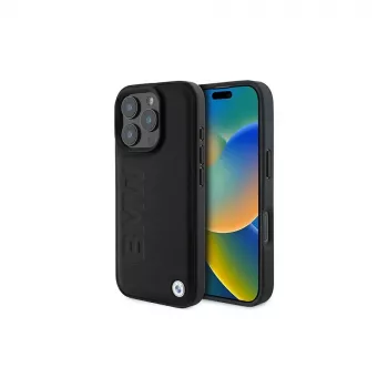 BMW Signature Collection Coque rigide pour Apple iPhone 16 Pro Max 6,9 pouces cuir véritable noir marquage à chaud MagSafe