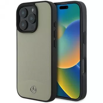 Mercedes-Benz MEHMP16X23RBARE iPhone 16 Pro Max 6,9 pouces coque rigide beige cuir texturé et lisse MB MagSafe