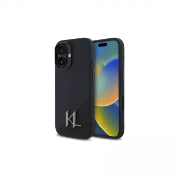 Karl Lagerfeld Shadow Metal Initial Coque rigide pour Apple iPhone 16 6,1 pouces - noir